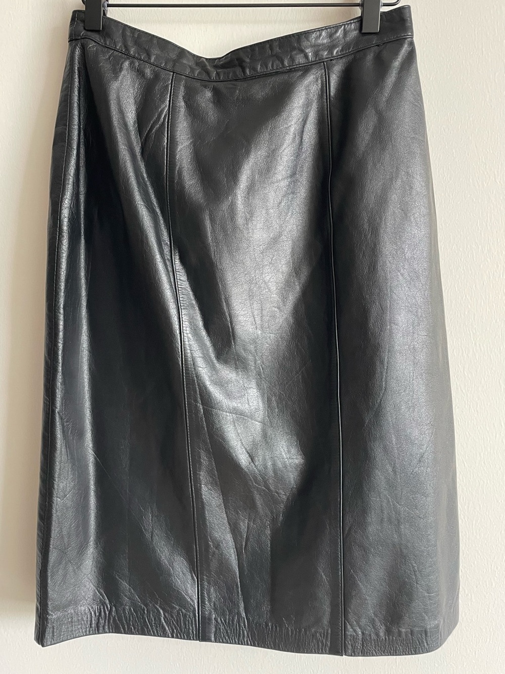 Lord & Taylor Vintage leather pencil skirt black 10